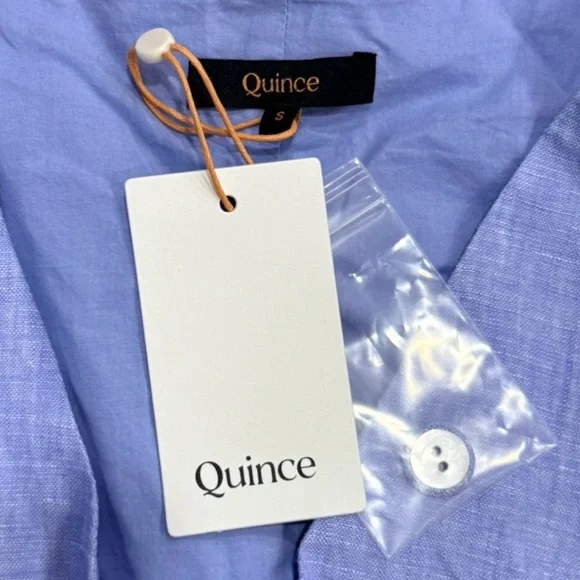 NWT Quince 100% European Linen Vest Top Button Front V-Neck Light Blue Size S - Picture 5 of 7